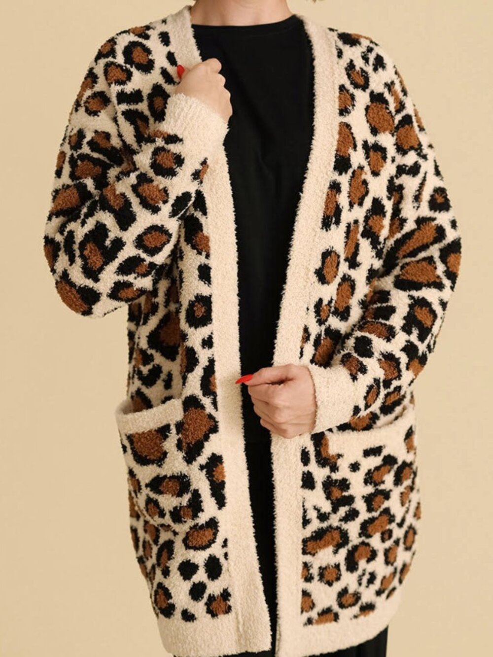 Posh Peanut | Leopard Brown Long Sleeve Lana Leopard Women's Cuddle Cardigan